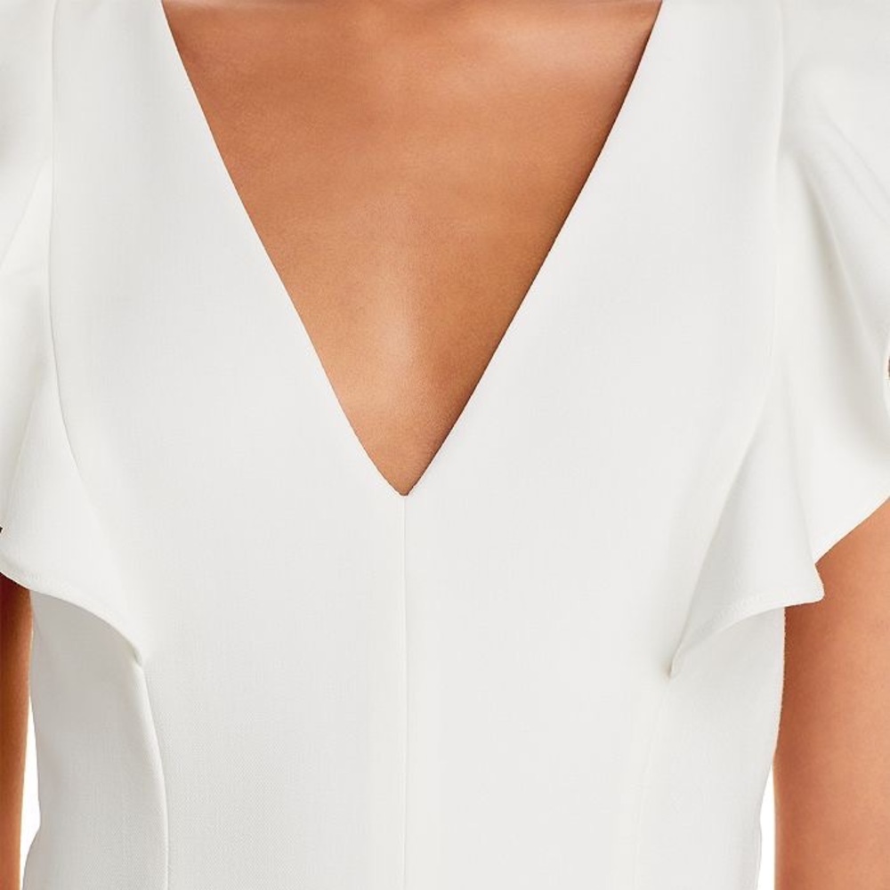 French Connection Whisper Ruffled V-Neck Mini Dress - Picture 5 of 6